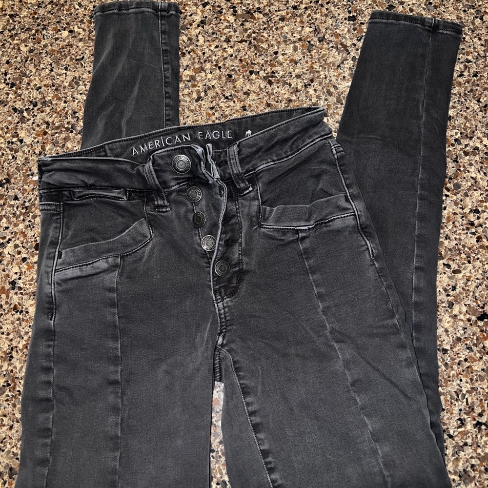 American Eagle Outfitters Women's Dark Gray High Rise Jeans